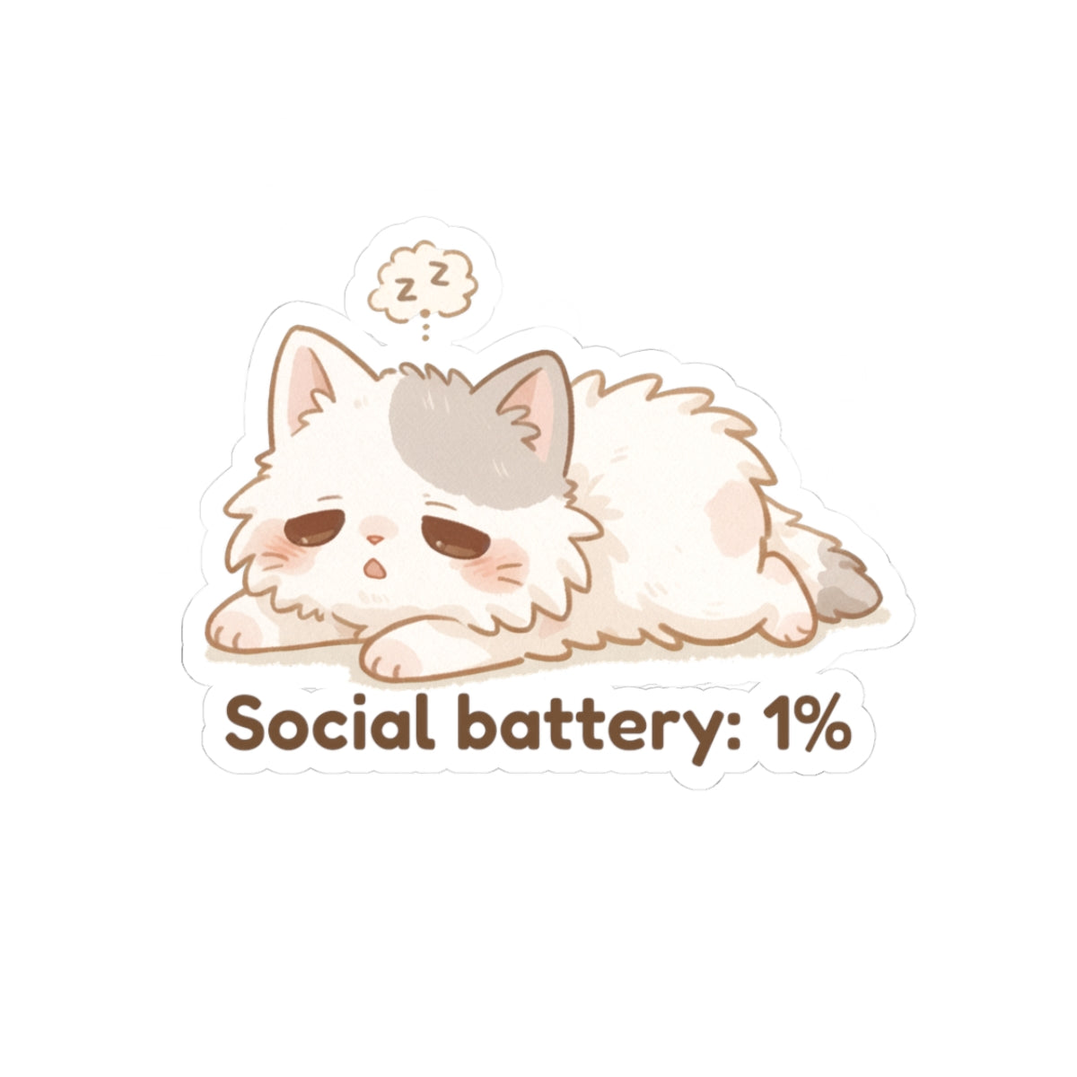 Sticker - Mishi 'Social Battery: 1%' - From Introvert Club Bundle (Mishi Edition)
