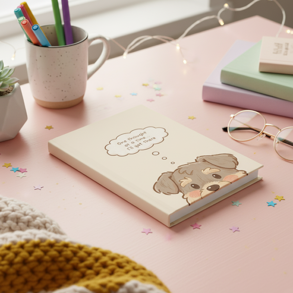 Hardcover Journal - Inu 'One thought at a time... I'll get there'