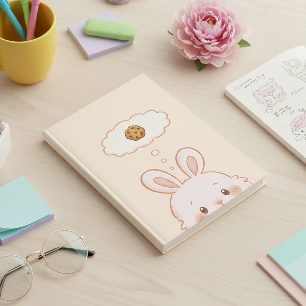 Hardcover Journal - PonPon with a cookie