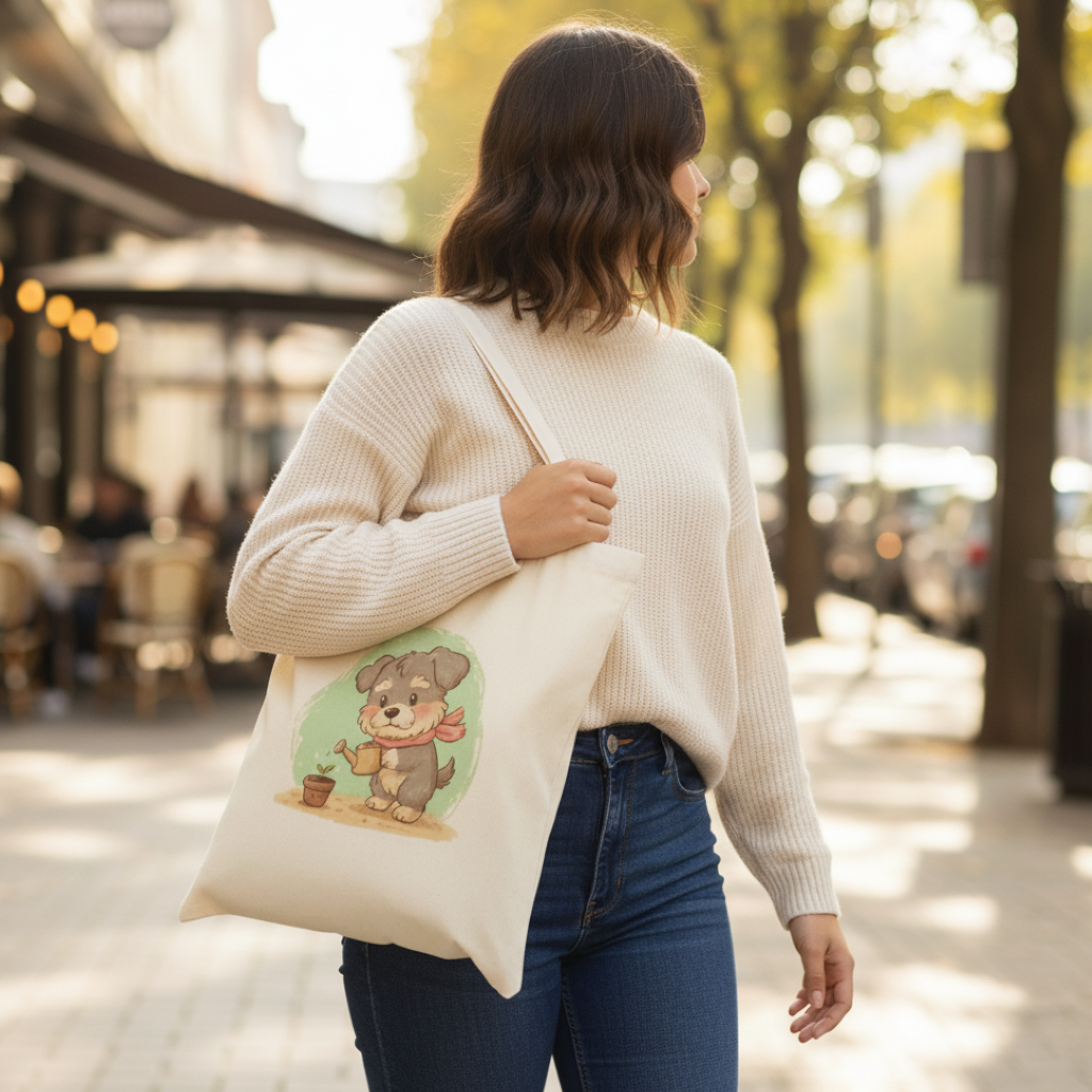 Tote Bag - Inu watering a plant
