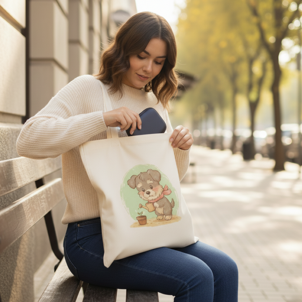 Tote Bag - Inu watering a plant